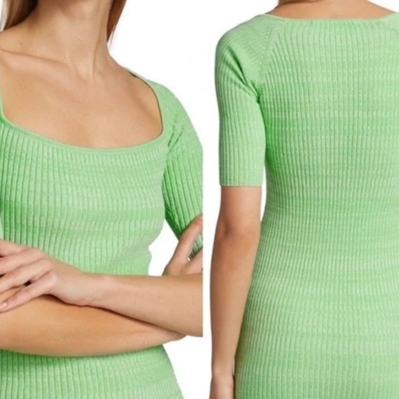 Remain Birger Christensen Rakella Ribbed Knit Dress Spring Green Mint - Picture 3 of 5